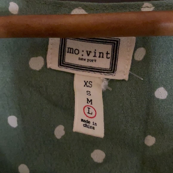 mo:vint Sage Green Polka Dot Mini Dress - Picture 6 of 6